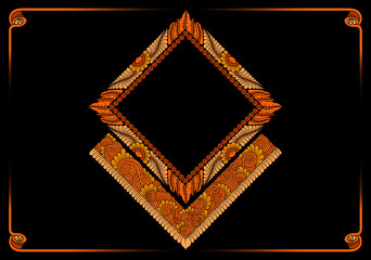 golden frame with an abstract background and floral ornaments