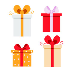 Four gift boxes on the white background