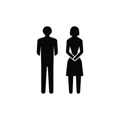Man and woman icon isolated on white background, toilet sign.