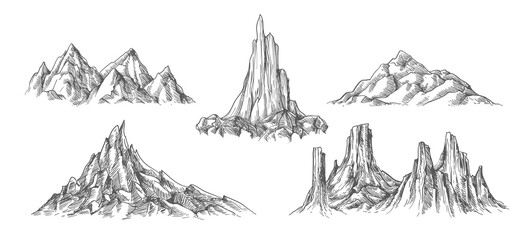Hand drawn mountains landscape