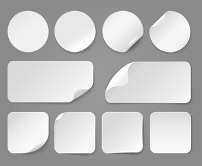 Adhesive white paper stickers realistic