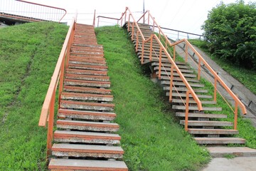 Two stairs on the side of the hill. Russia.