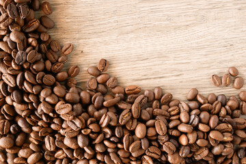 coffee beans on wood background