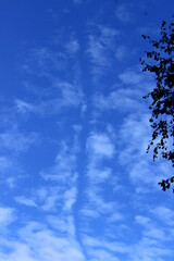 Thin stripe between clouds. Russia.
