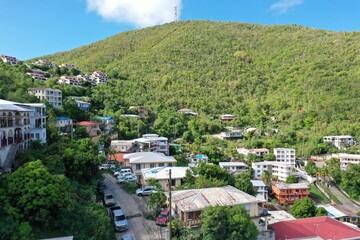 Fototapeta premium Aerial view of the mountainside, Charlotte Amalie, US Virgin Islands