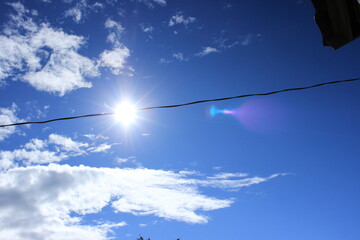 Bright sun at sunset. Russia.