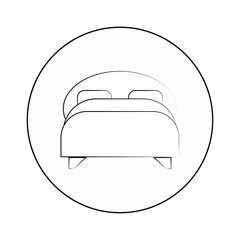 Bed icon isolated on background. Bedroom interior. House furniture. Vector flat design 