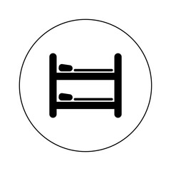 Bed icon isolated on background. Bedroom interior. House furniture. Vector flat design 