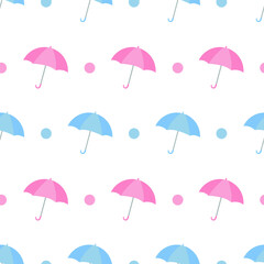 Cute umbrella seamless pattern vector on isolated white background. 

