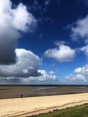 The Wadden Sea National Park, Esbjerg, Denmark. Dyke, beach and marshland.