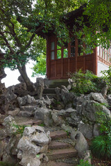 Fototapeta premium Steps and house in West Lake scenic area in Hangzhou, China