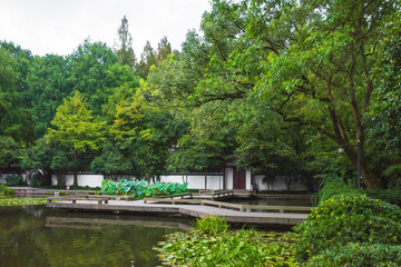 Fototapeta na wymiar Traditional Chinese garden in West Lake scenic area in Hangzhou, China