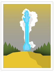 erupting geyser | postcard template