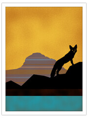 kitfox + desert landscape | postcard template