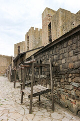 Fototapeta na wymiar Courtyard of the citadel, stone medieval fortress Smederevo in Serbia