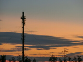 Petrochemical plant in morning right with copy space on top.
