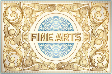 Golden ornate decorative vintage label