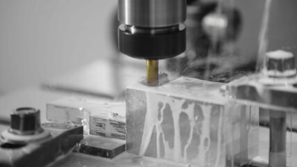 Milling machine in operation high-tech machine lathe metal processing