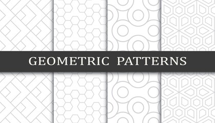 Set of geometric seamless patterns. Abstract geometric graphic design print pattern. Seamless geometric gray lines pattern.