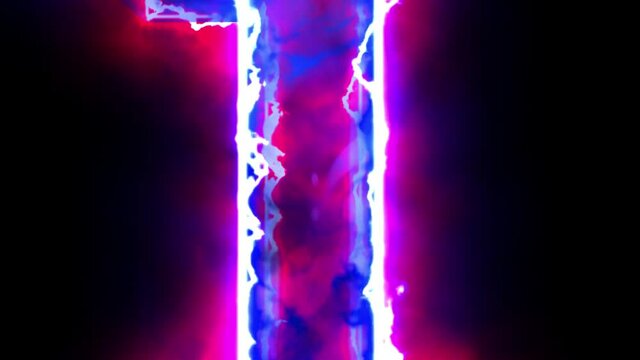 Blue and Red energy digit 1. Hot number for overlay 4k 3D rendered animation.