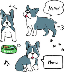 ボストンテリアのベクターイラストセット