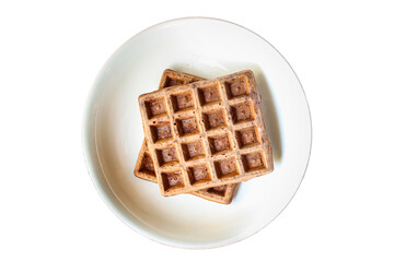waffles Belgian  dessert sweet serving size. food background top view copy space organic eating