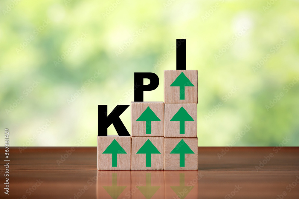 Poster cube block shapes as step stairs with kpi word