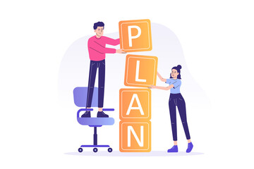 Planning concept. Time management and planning. Isolated modern vector illustration