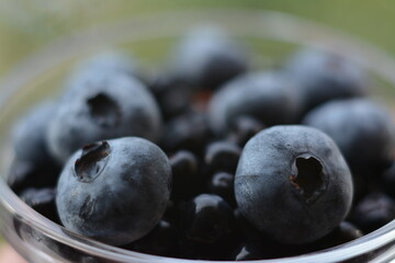 Blueberries and blueberries in a jar. Macro