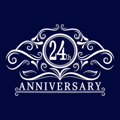 24 years Anniversary logo, luxurious 24th Anniversary design celebration.