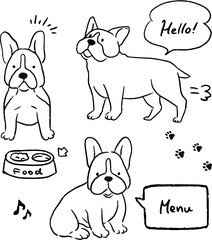 ボストンテリアのベクターイラストセット