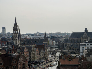 beautiful view over medieval ghent belgium