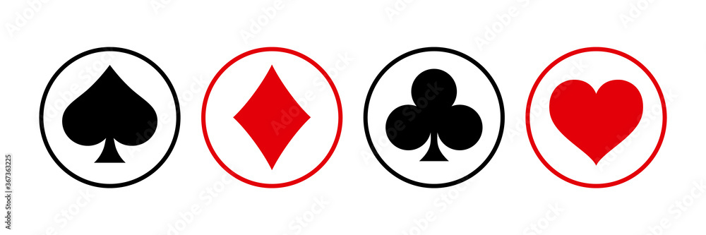 Sticker Suit deck of playing cards on white background.