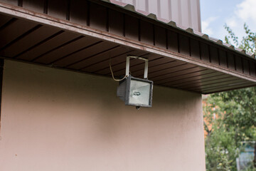 lighting lamp on the house close-up
