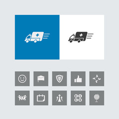 Creative Ambulance Icon with Bonus Icons.
