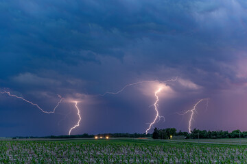Dramatic Lightning at Night .