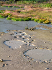 Vibrantly colored, abstract textural geological formations 