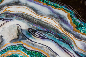 resin geode and abstract art, functional art, watercolor geode painting