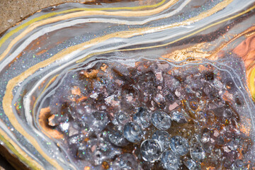 resin geode and abstract art, functional art, watercolor geode painting