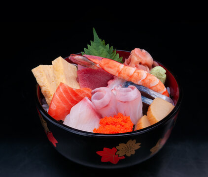 Sashimi Rice Bowl Or Chirashi Don.