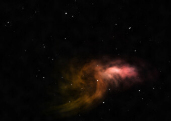 Star field in space and a nebulae. 3D rendering