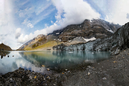 glacier lake in the Swiss Alpes