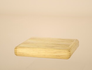 Mockup. The abstract geometric podium for product presentation, neutral background. 3d illustration. Simple geometric form with rounded edges. 3D rendering. Stage. Box. Plastic material.