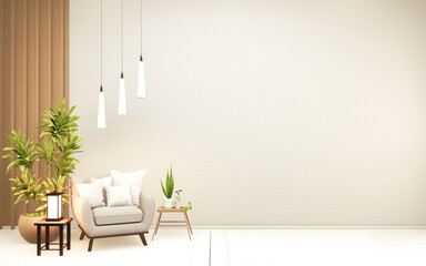 White tropical zen room interior design, mock up room japan style.3D rendering