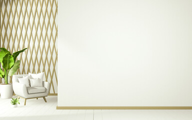 White tropical zen room interior design, mock up room japan style.3D rendering