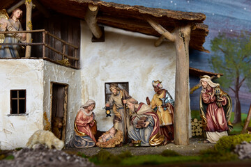 Krippe, Weihnachtskrippe, Geburt, Weihnachten, Jesus, Christen, Religion, Maria und Josef, Ochs und...