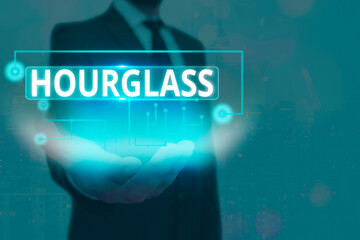 Text sign showing Hourglass. Business photo text instrument for measuring time consisting of a...