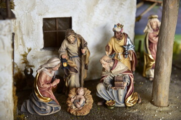 Krippe, Weihnachtskrippe, Geburt, Weihnachten, Jesus, Christen, Religion, Maria und Josef, Ochs und...