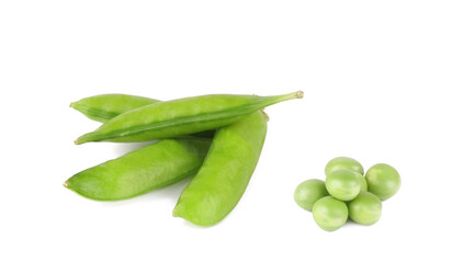 Green peas isolated on white background
