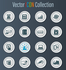 Faculty of mechanics icons set